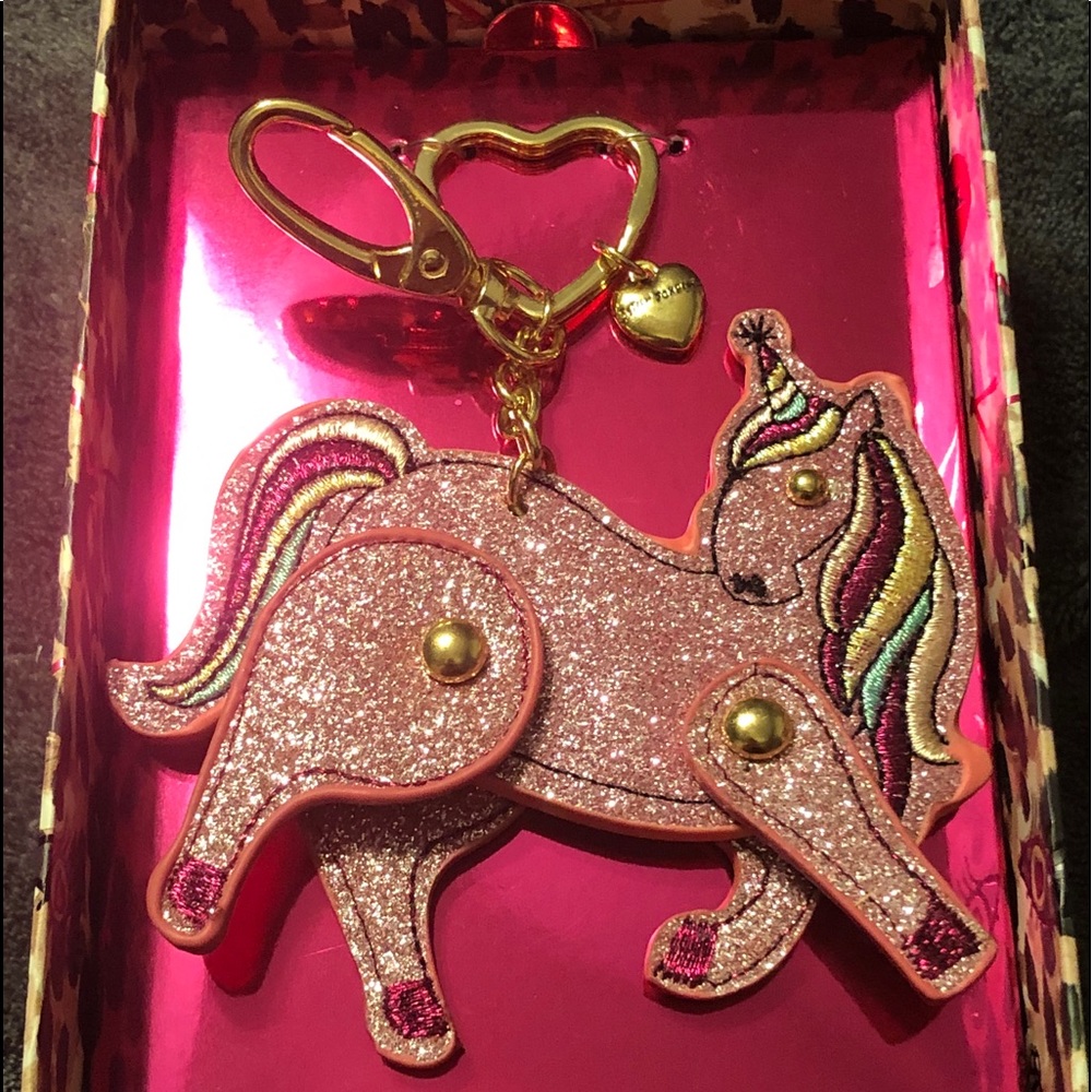 Glittery Pink Unicorn Keychain